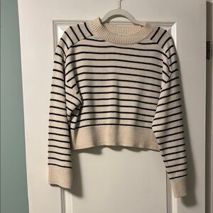 Zara Striped Cream and Black Women's Sweater - size S